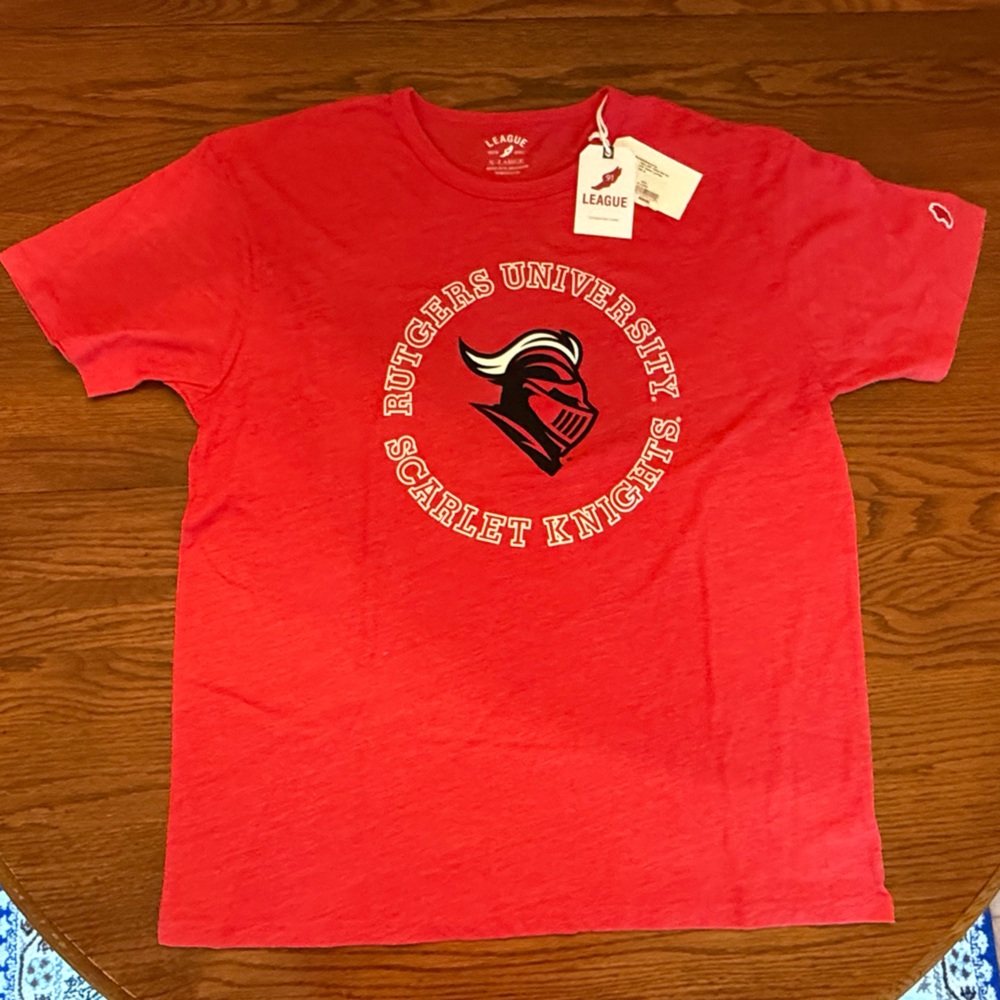NWT League Rutgers Scarlet Knights University College Short Tee T-Shirt Red XL